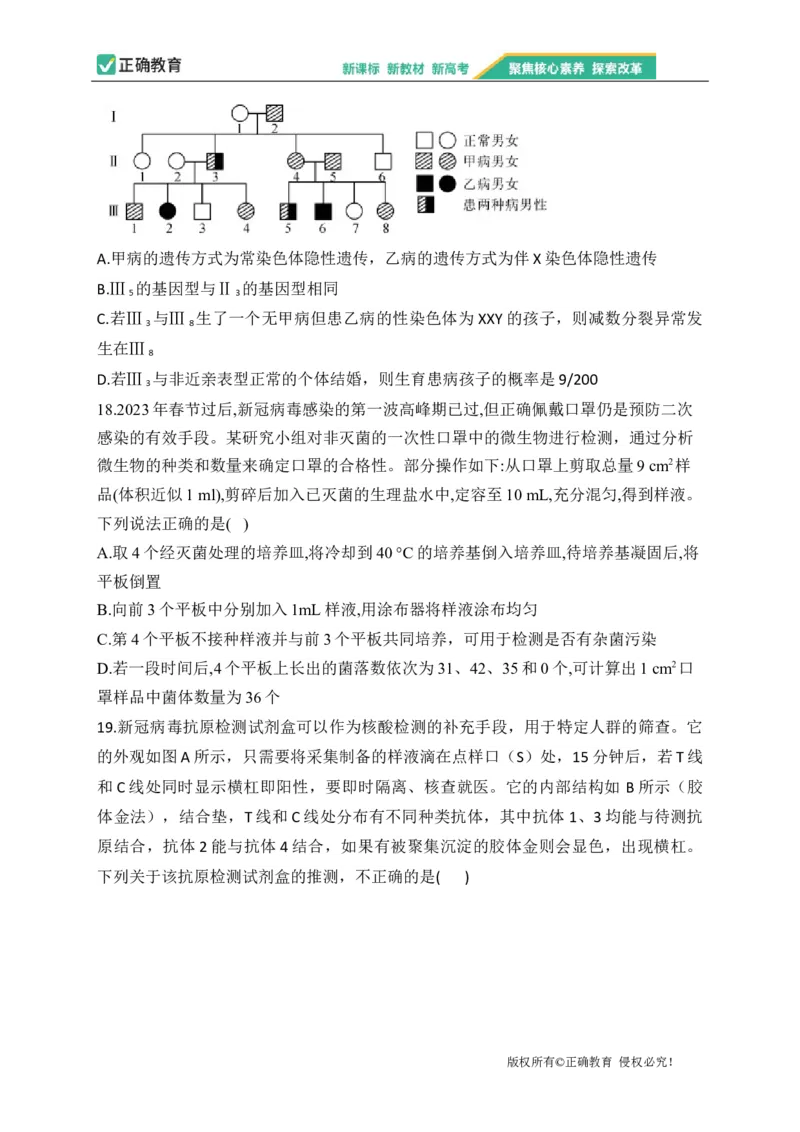 2023届新高考生物金榜猜题卷湖北专版_2023高考押题卷_正确教育金榜猜题卷_（新高考）正确教育丨金榜猜题卷_新高考生物