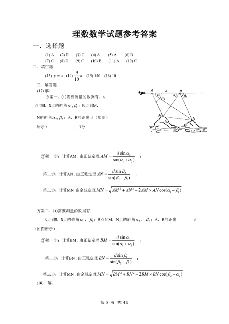 2009年高考数学试卷（理）（新课标）（海南宁夏）（解析卷）_数学历年高考真题_新&middot;PDF版2008-2025&middot;高考数学真题_数学（按年份分类）2008-2025_2009&middot;高考数学真题