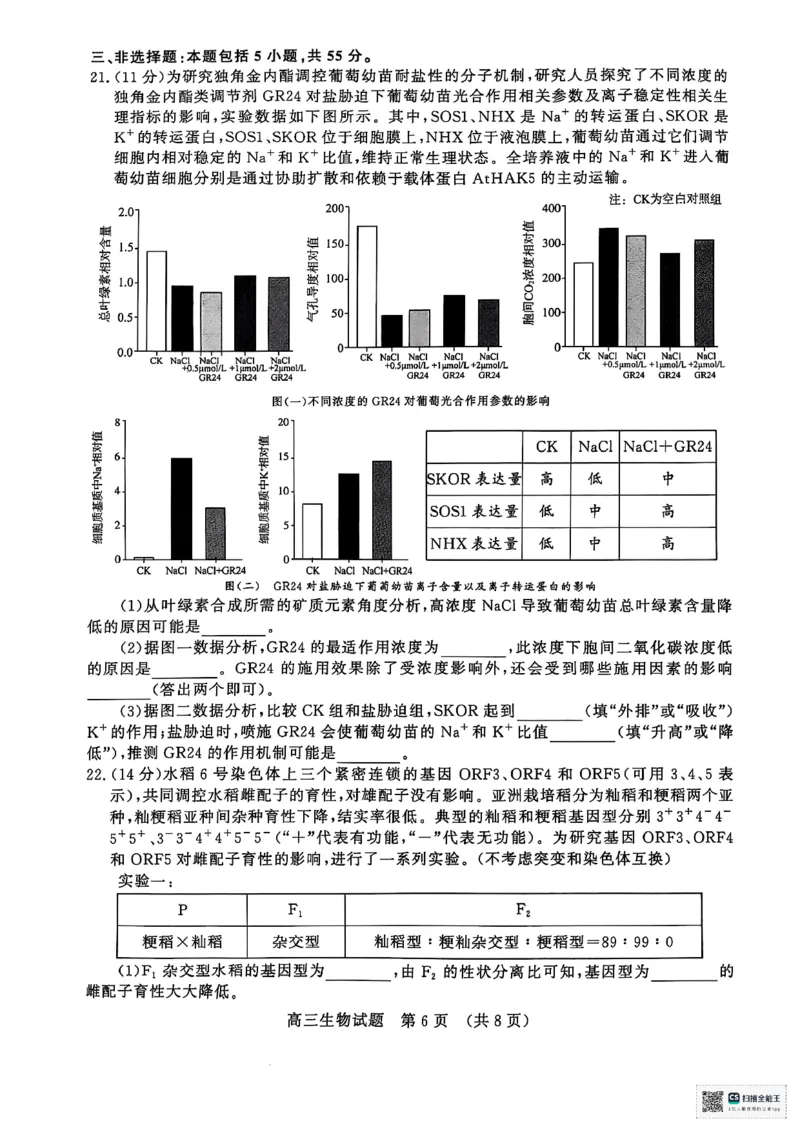 生物试题_2025年5月_2505172025届山东省济南市高三下学期二模考试（全科）_2025届山东省济南市高三下学期二模考试生物