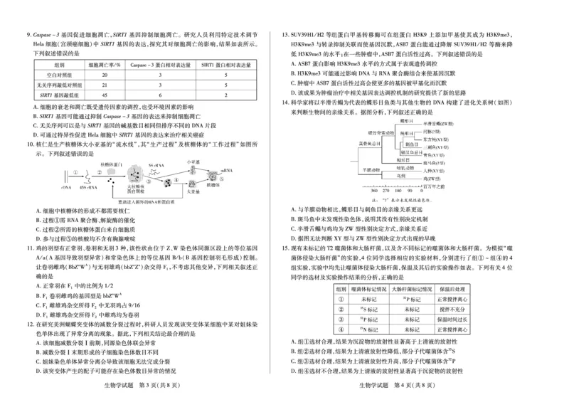 河南省2025-2026学年（上）高三年级天一小高考（一）生物_2025年10月_251028超清原版：天一大联考&middot;河南省2025-2026学年（上）高三年级天一小高考（一）（全科）