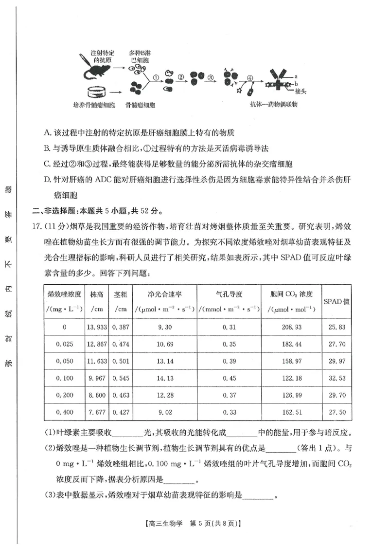 甘肃省武威市2025届高三上学期1月期末联考生物_2025年1月_250113甘肃省武威市2025届高三上学期1月期末联考（全科）_甘肃省武威市2025届高三上学期1月期末联考生物