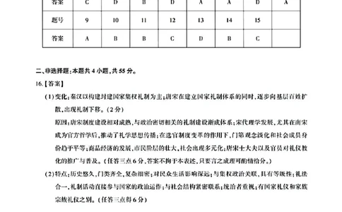 湖北省高中名校联盟2025届高三第三次联合测评历史答案_2025年2月_250208湖北省圆创高中名校联盟2025届高三第三次联合测评（全科）