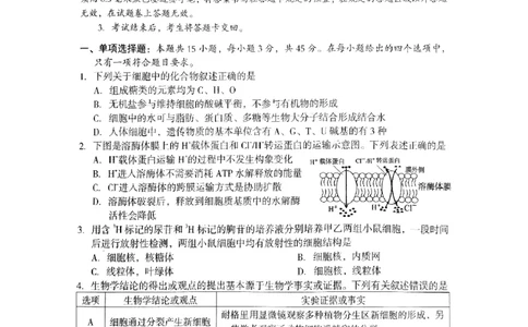 四川省巴中市普通高中2022级&ldquo;一诊&rdquo;考试生物_2025年2月_250221四川省巴中市普通高中2024-2025学年高三下学期一诊考试（全科）