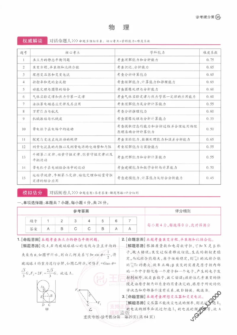 2024年王后雄高考押题预测卷重庆物化生政史地答案_2024高考押题卷_22024王hou雄_王后雄高考押题预测卷（重庆，甘肃，湖北，广东，海南，辽宁）_答案