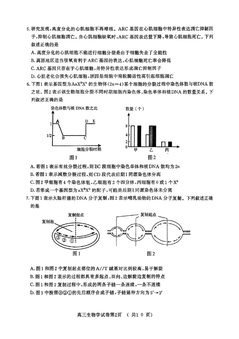 生物试卷+标答南京二模2025.05_2025年5月_2505122025届江苏省南京市高三二模第二次模拟考试（全科）_江苏省南京市2025届高三下学期第二次模拟考试生物