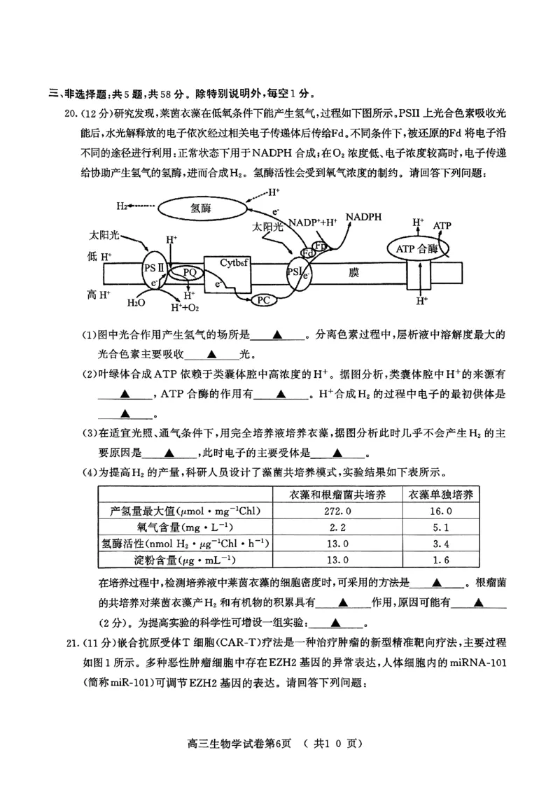 生物试卷+标答南京二模2025.05_2025年5月_2505122025届江苏省南京市高三二模第二次模拟考试（全科）_江苏省南京市2025届高三下学期第二次模拟考试生物
