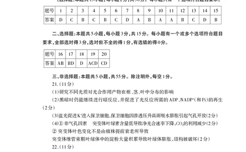 高三生物答案_2025年1月_250123山东省泰安市2024-2025学年高三上学期1月期末试题（全科）_山东省泰安市2024-2025学年高三上学期期末考试生物试题