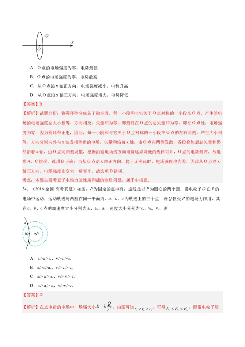 专题36电场力的性质（解析卷）-十年（2014-2023）高考物理真题分项汇编（全国通用）_近10年高考真题汇编（必刷）_十年（2014-2024）高考物理真题分项汇编（全国通用）