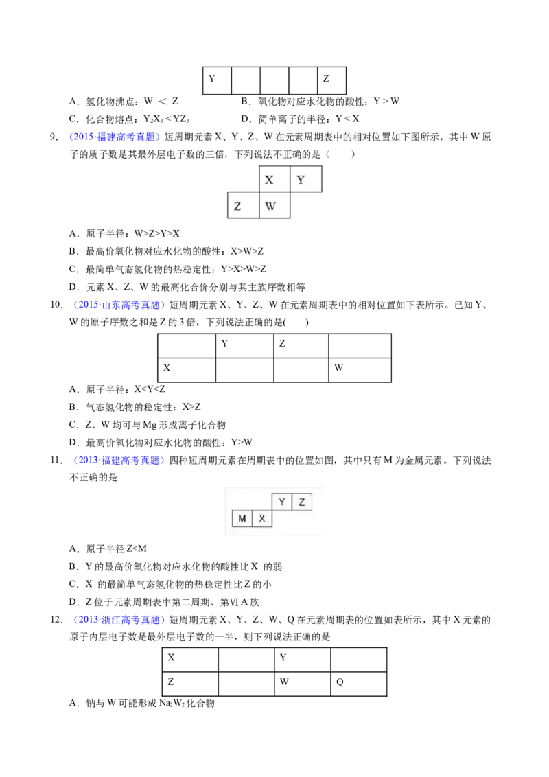 专题36&ldquo;位&mdash;构&mdash;性&rdquo;综合&mdash;&mdash;文字+周期表推断与分析（原卷卷）_近10年高考真题汇编（必刷）_十年（2014-2024）高考化学真题分项汇编（全国通用）