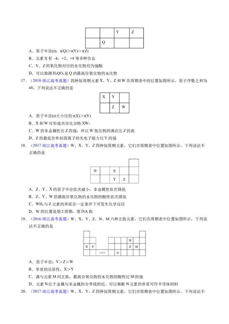 专题36&ldquo;位&mdash;构&mdash;性&rdquo;综合&mdash;&mdash;文字+周期表推断与分析（原卷卷）_近10年高考真题汇编（必刷）_十年（2014-2024）高考化学真题分项汇编（全国通用）
