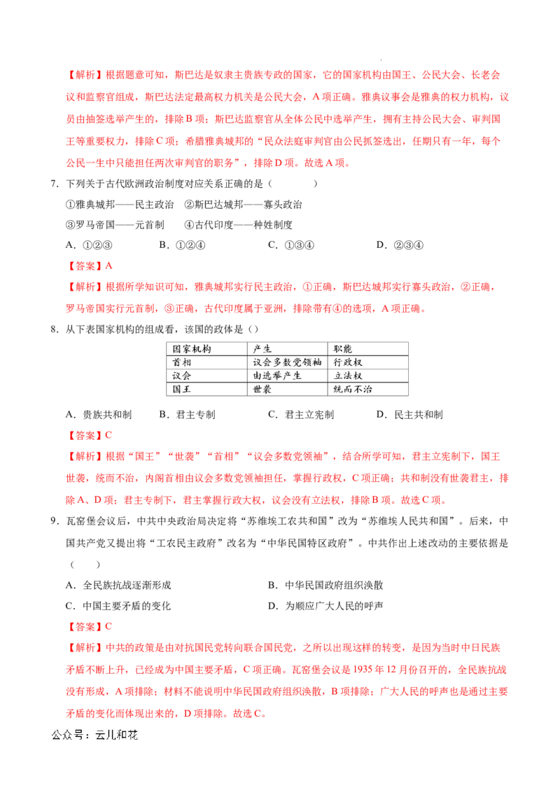 高二历史期中模拟卷（全解全析）（天津专用）(1)_1多考区联考_1021高二期中模拟卷（天津专用）黄金卷：2024-2025学年高二上学期期中模拟考试