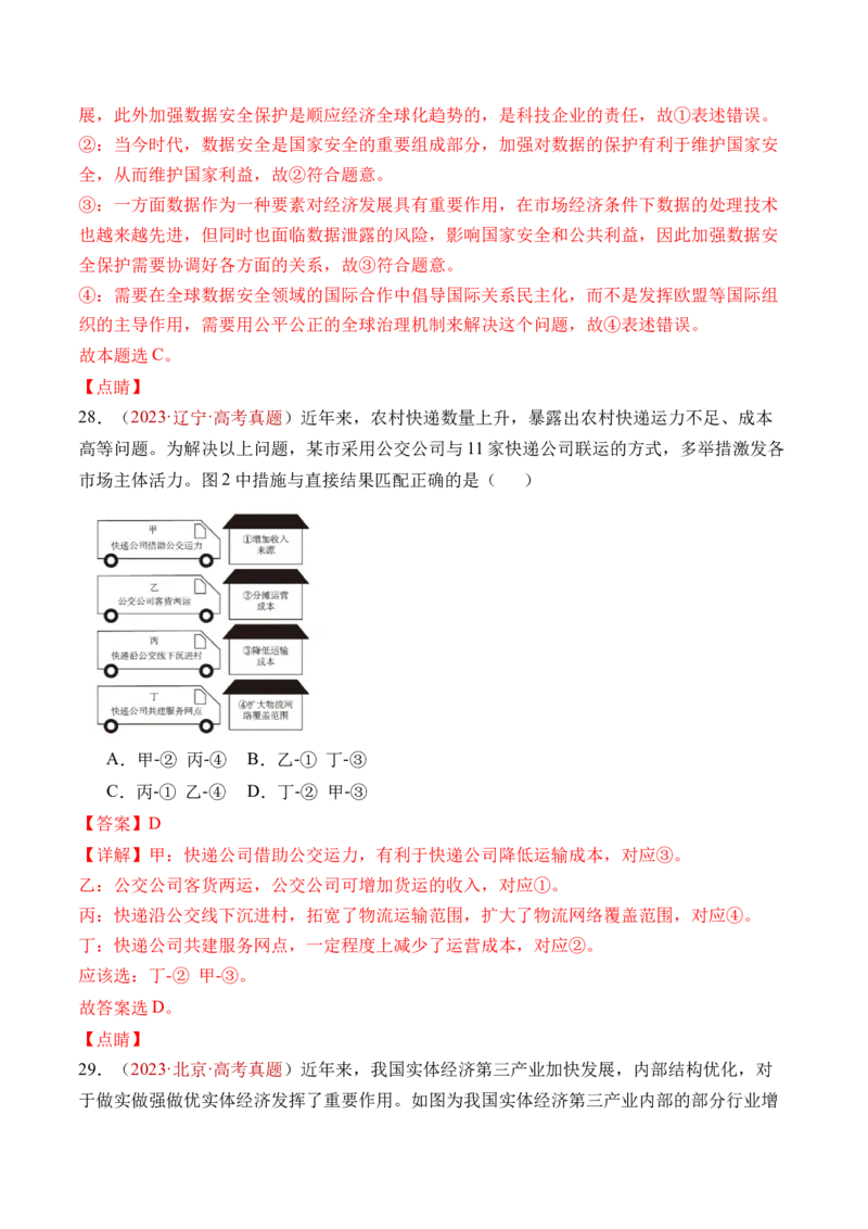 专题03经济发展与社会进步-三年（2022-2024）高考政治真题分类汇编（教师卷）_近10年高考真题汇编（必刷）_十年（2014-2024）高考政治真题分项汇编（全国通用）