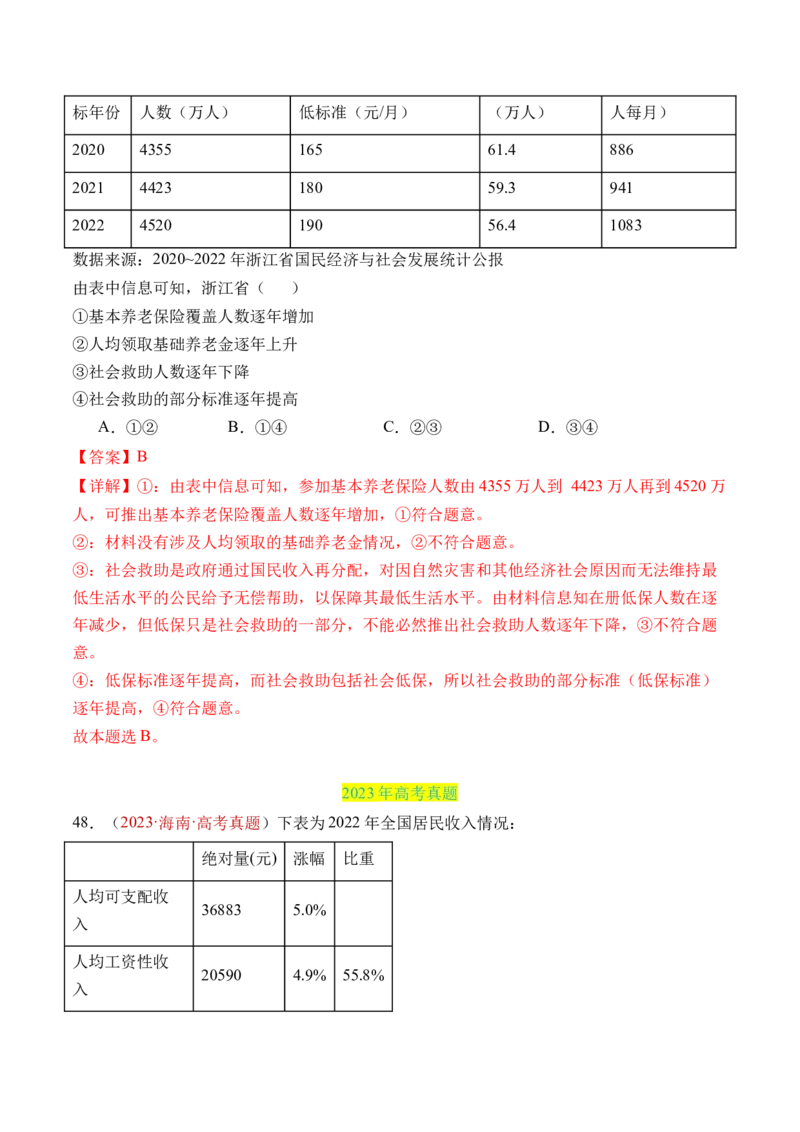 专题03经济发展与社会进步-三年（2022-2024）高考政治真题分类汇编（教师卷）_近10年高考真题汇编（必刷）_十年（2014-2024）高考政治真题分项汇编（全国通用）