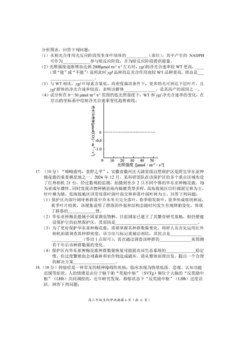 安徽省黄山市、宣城市2025届高三下学期毕业班质量检测（二模）生物试卷（图片版）_2025年4月_250415安徽省宣城市黄山市2025届高三4月第二次模拟（全科）