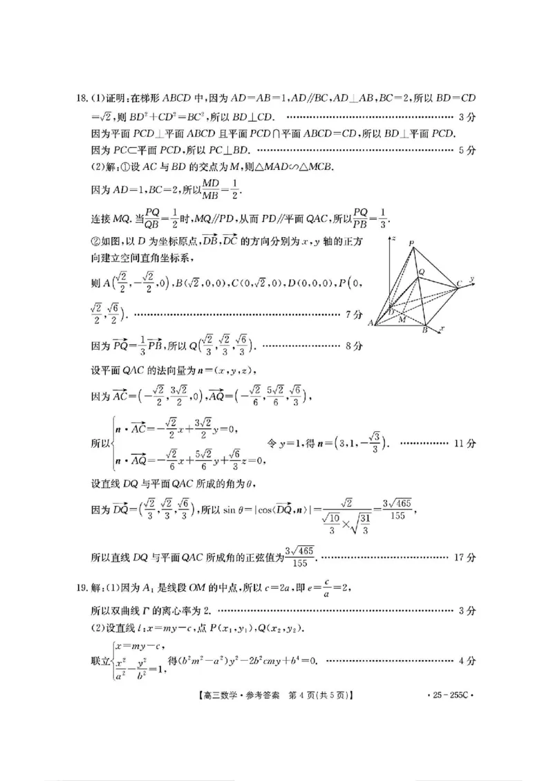 甘肃省金太阳2025届高三1月联考数学（含答案）_2025年1月_250114甘肃省金太阳2025届高三1月联考（全科）