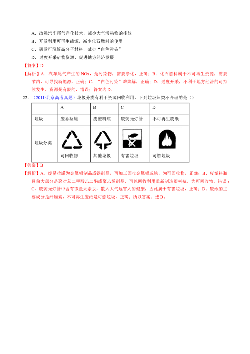 专题03化学与能源、环境（解析卷）_近10年高考真题汇编（必刷）_十年（2014-2024）高考化学真题分项汇编（全国通用）_十年（2014-2023）高考化学真题分项汇编（全国通用）