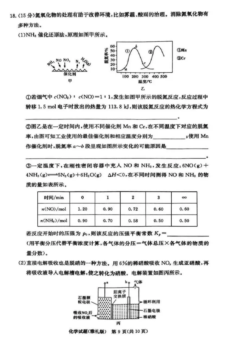 湖南省长沙市雅礼中学2025届高三月考试卷（六）化学+答案_2025年2月_250206湖南省长沙市雅礼中学2025届高三月考试卷（六）