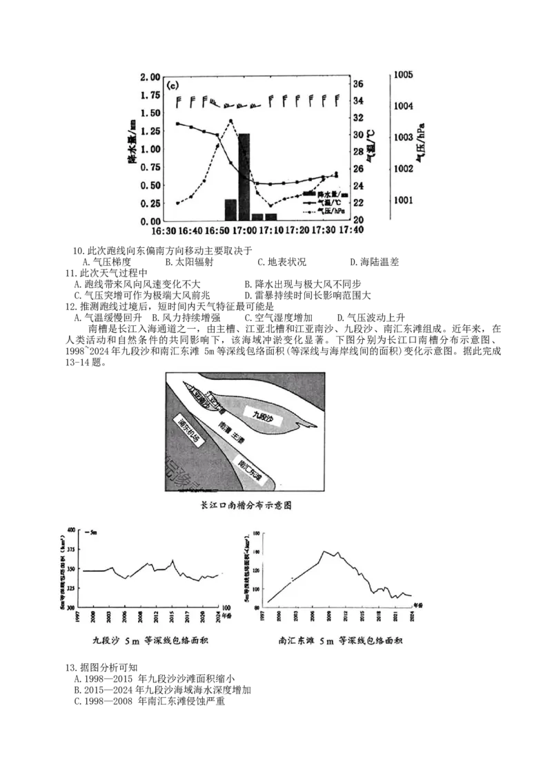 湖南省岳阳市2025届高三下学期教学质量监测（二）地理试题（含答案）_2025年4月_250417湖南省岳阳市2025届高三教学质量监测（二）（全科）