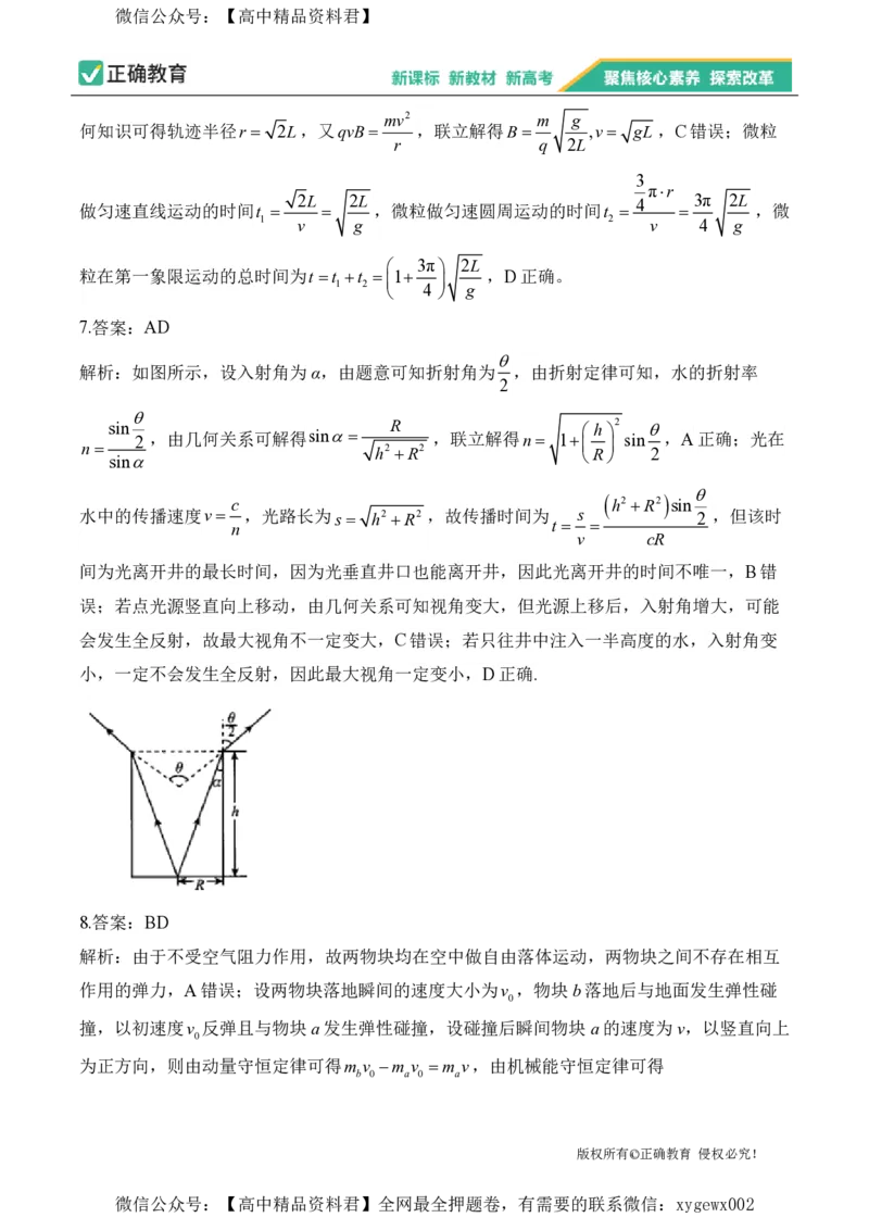 2024届明日之星高考物理精英模拟卷湖南版_2024高考押题卷_72024正确教育全系列_2024明日之星全系列_（新高考）2024《明日之星&middot;高考精英模拟卷》（九科全）各一套