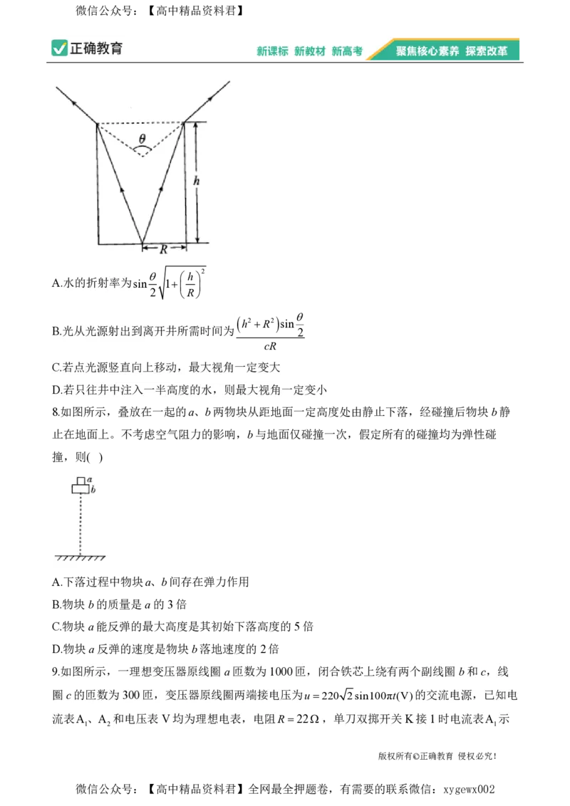 2024届明日之星高考物理精英模拟卷湖南版_2024高考押题卷_72024正确教育全系列_2024明日之星全系列_（新高考）2024《明日之星&middot;高考精英模拟卷》（九科全）各一套
