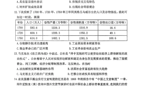 重庆市2025届学业质量调研抽测（第二次）历史_2025年4月_250421重庆市高2025届学业质量调研抽测（第二次）（主城五区二诊）（全科）_重庆市高2025届学业质量调研抽测（第二次）历史