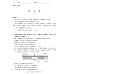 山西省思而行2025年高考考前适应性测试（冲刺卷）生物_2025年4月_250416山西省2025年高考考前适应性测试（冲刺卷）（山西省二模）_2025年山西高考省二模（冲刺卷）生物