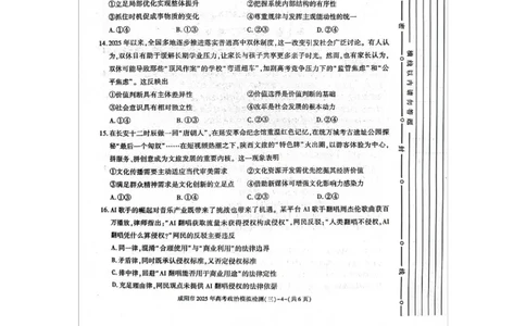 咸阳市2025届高考第三次模拟检测政治试题咸阳市2025届高考第三次模拟检测政治试题_2025年5月_0501陕西省咸阳市2025年高考模拟检测（三）（咸阳三模）（全科）