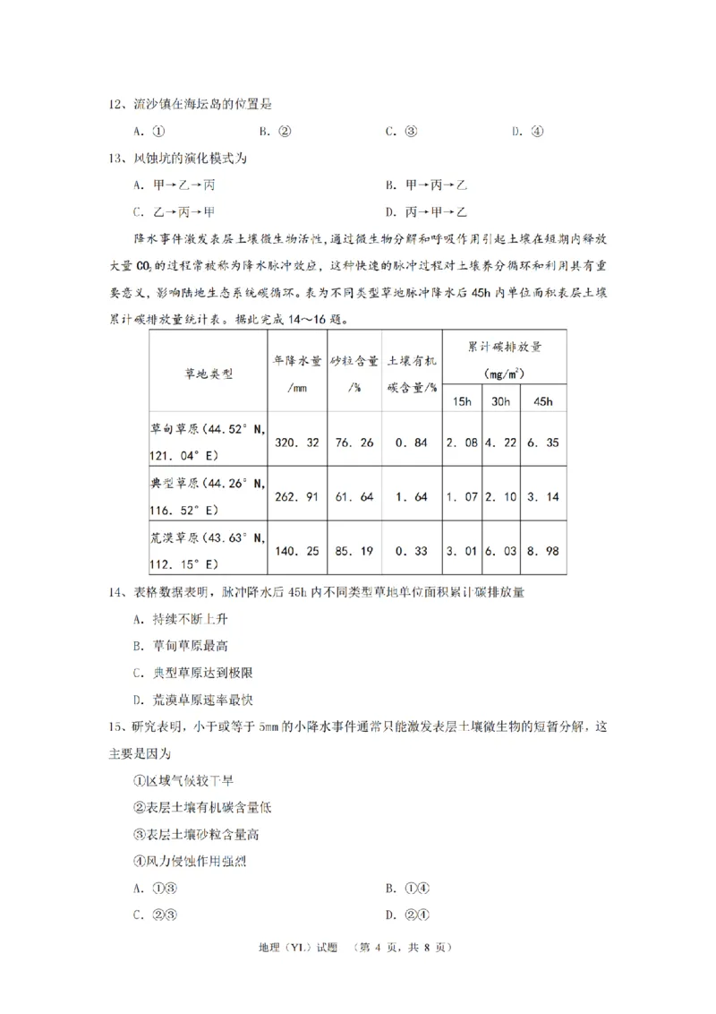 地理_2025年1月_250107湖南省长沙市雅礼中学2024-2025学年高三上学期1月综合自主测试（期末）_湖南省长沙市雅礼中学2024-2025学年高三上学期1月综合自主测试地理