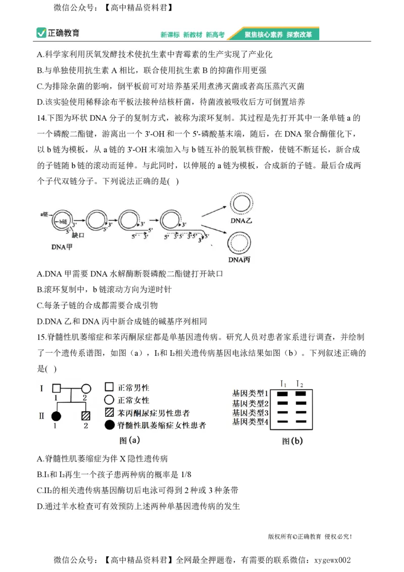 2024届明日之星高考生物精英模拟卷福建版_2024高考押题卷_72024正确教育全系列_2024明日之星全系列_（新高考）2024《明日之星&middot;高考精英模拟卷》（九科全）各一套