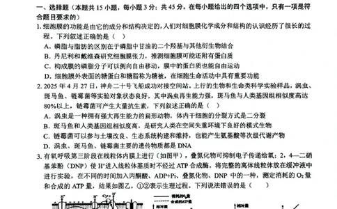 安徽师范大学附属中学2025届高三下学期5月考前适应性检测生物试卷（含答案）_2025年5月_250529安徽师范大学附属中学2025届高三下学期模拟预测（全科）