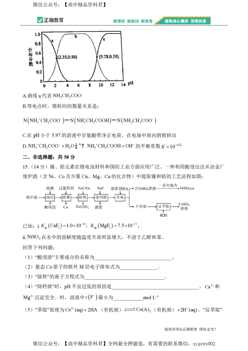2024届明日之星高考化学精英模拟卷江西版_2024高考押题卷_72024正确教育全系列_2024明日之星全系列_（新高考）2024《明日之星&middot;高考精英模拟卷》（九科全）各一套
