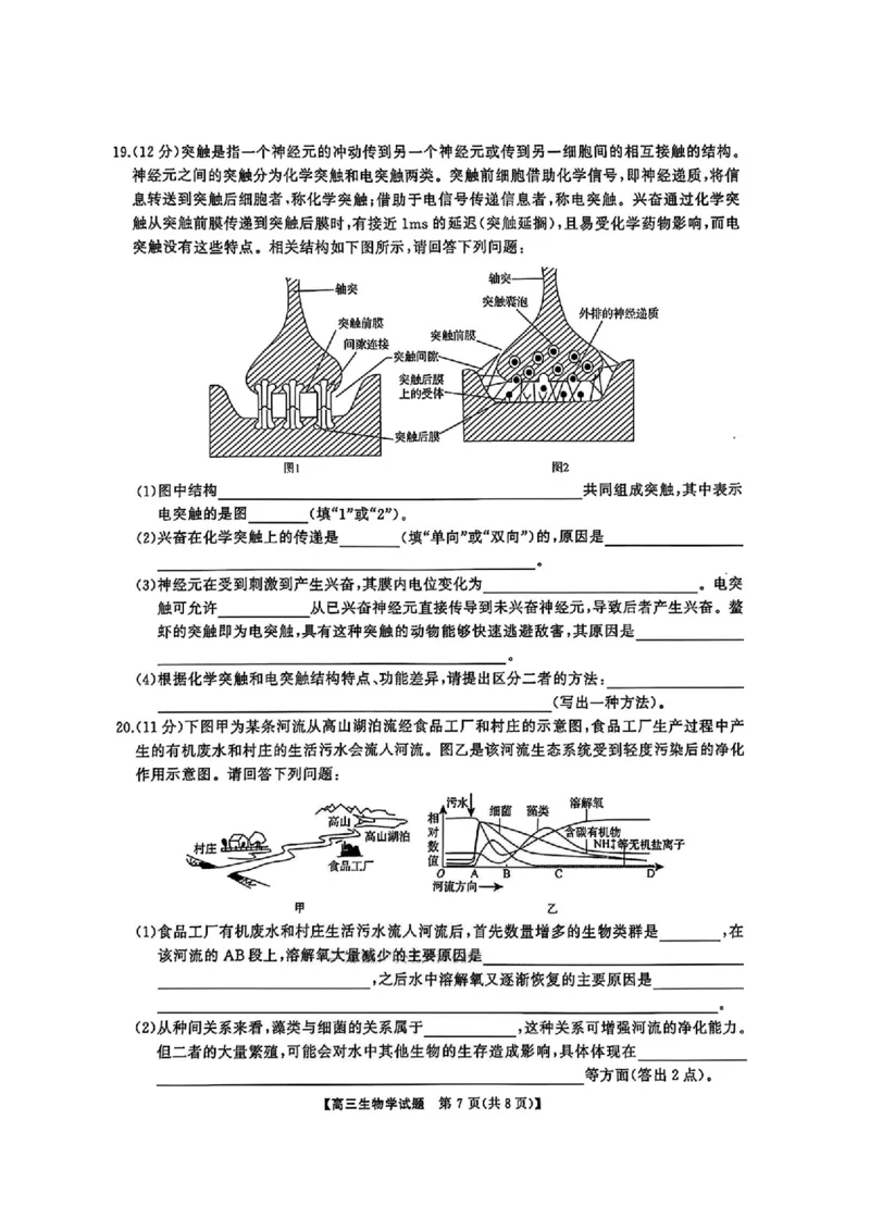 湖南省天壹名校联盟2026届高三8月入学考试生物_2025年8月_250831湖南省天壹名校联盟2026届高三8月入学考试（湘潭市2026届高三第一次模拟考试）（全科）