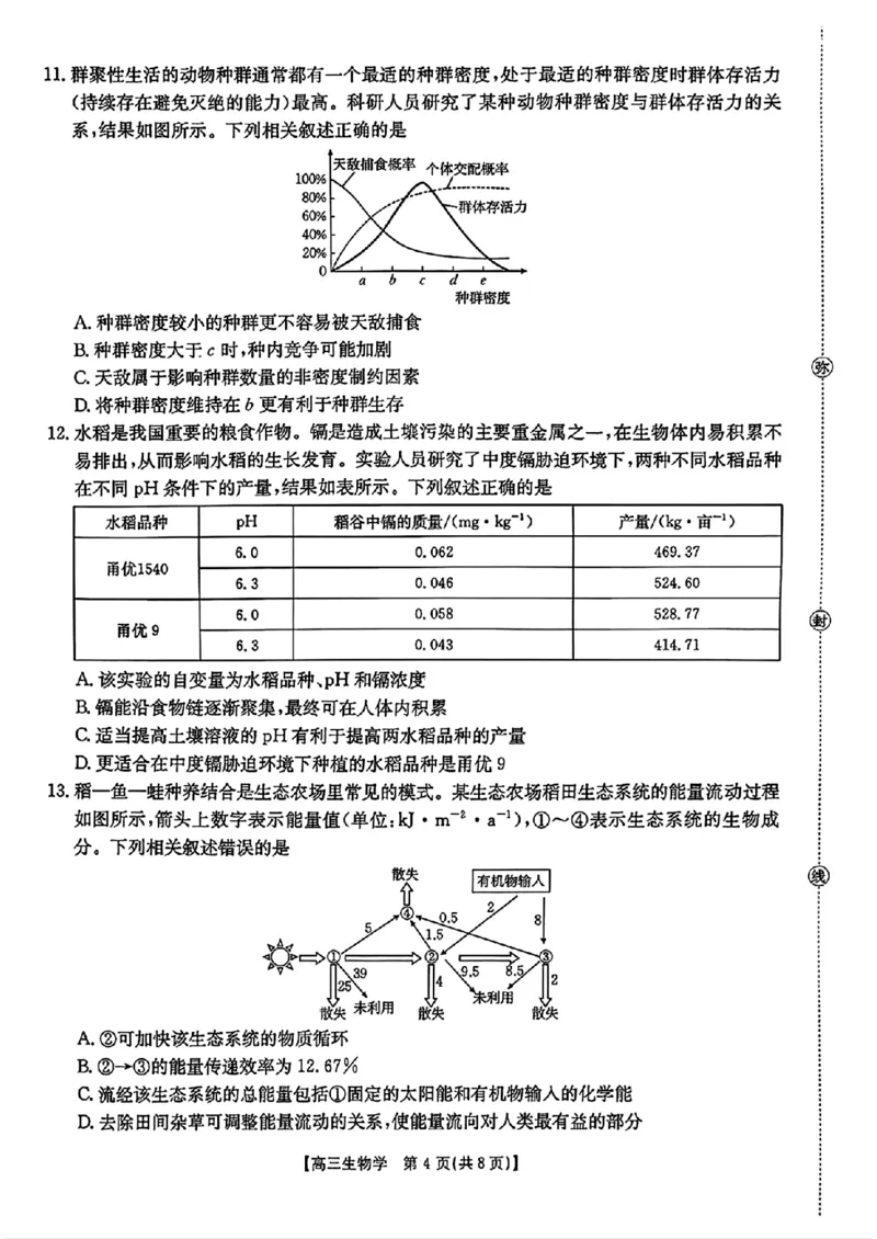 生物金太阳&middot;安徽省皖西南高中振兴发展联盟高三起点考试（26-04C）_2025年8月_250831金太阳&middot;安徽省皖西南高中振兴发展联盟高三起点考试（26-04C）（全科）