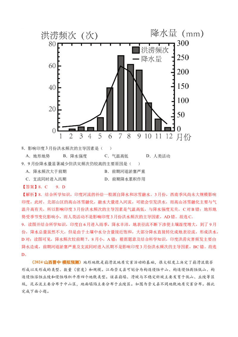 专题07自然灾害与地理信息技术2024年高考真题和模拟题地理分类汇编（教师卷）_近10年高考真题汇编（必刷）_十年（2014-2024）高考地理真题分项汇编（全国通用）