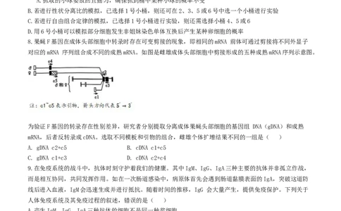 湖南省长沙市湖南师范大学附属中学2024-2025学年高三下学期月考（七）生物试题（有答案）_2025年3月_250329湖南省长沙市湖南师范大学附属中学2024-2025学年高三下学期月考（七）