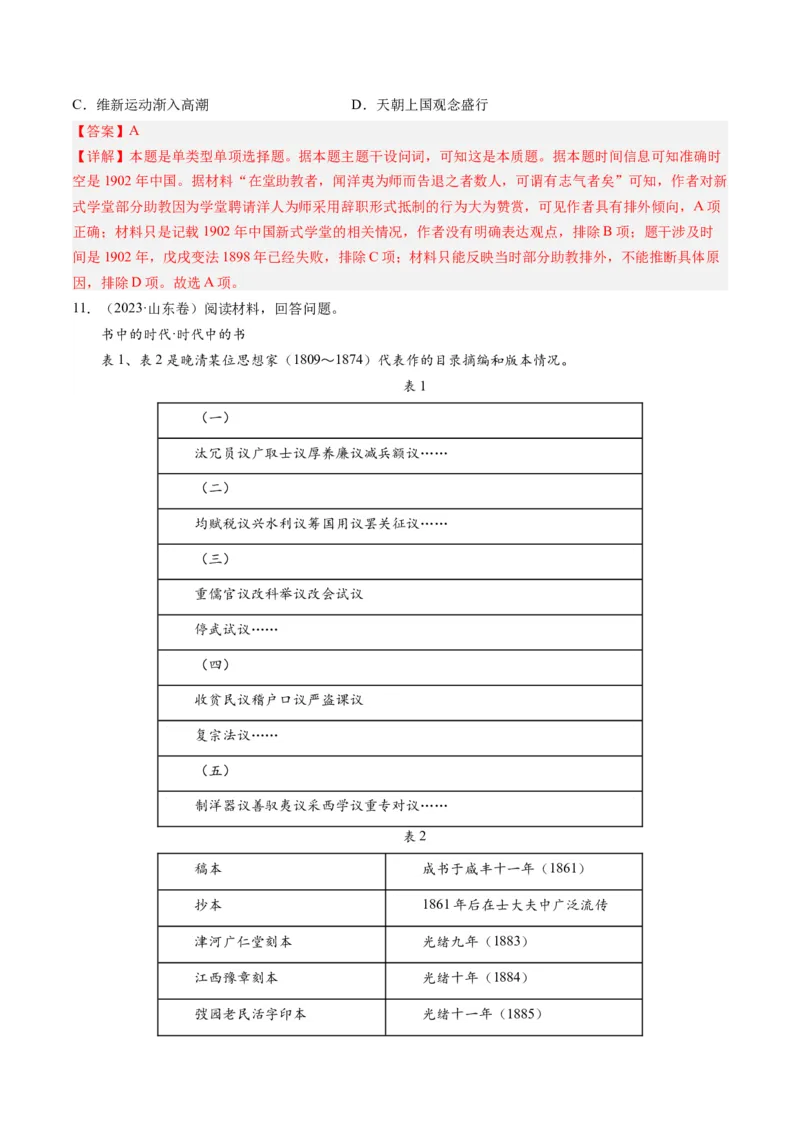 专题06从甲午战争到五四运动(1894-1919)（解析卷）_近10年高考真题汇编（必刷）_十年（2014-2024）高考历史真题分项汇编（全国通用）_2023年高考真题和模拟题历史分项汇编（全国通用）