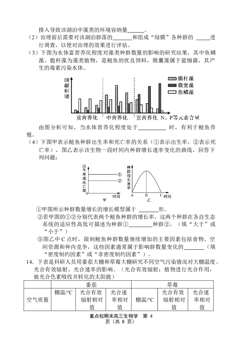 天津市五区县重点校2024-2025学年高三上学期1月期末生物_2025年1月_250117天津市五区县重点校2024-2025学年高三上学期1月期末联考（全科）