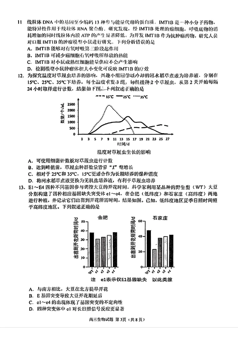 福建省泉州市2025届高中毕业班质量监测（三）生物_2025年3月_250308福建省泉州市2025届高中毕业班质量监测（三）（全科）_福建省泉州市2025届高中毕业班质量监测（三）生物