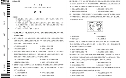 河南省天一小高考2024-2025学年（下）高三第三次考试历史_2025年4月_250410河南省天一小高考2024-2025学年（下）高三第三次考试（全科）