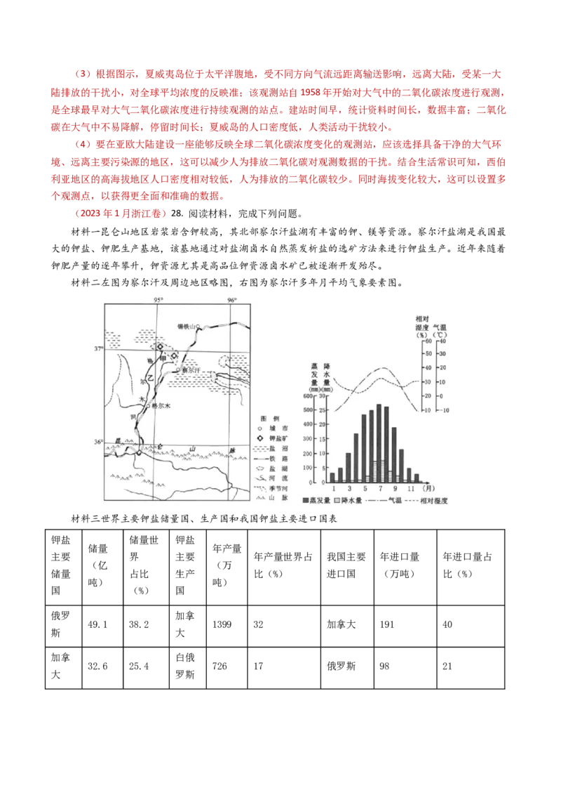 专题03地球上的大气及其运动-学易金卷：2023年高考真题和模拟题地理分项汇编（解析卷）_近10年高考真题汇编（必刷）_十年（2014-2024）高考地理真题分项汇编（全国通用）