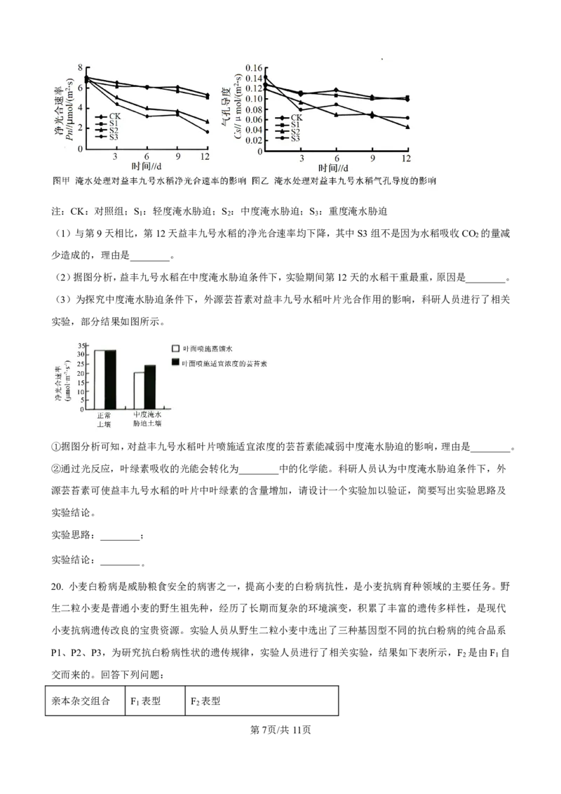 生物_2025年4月_250419河北省石家庄市第一中学2025届高考第二次模拟考试（全科）