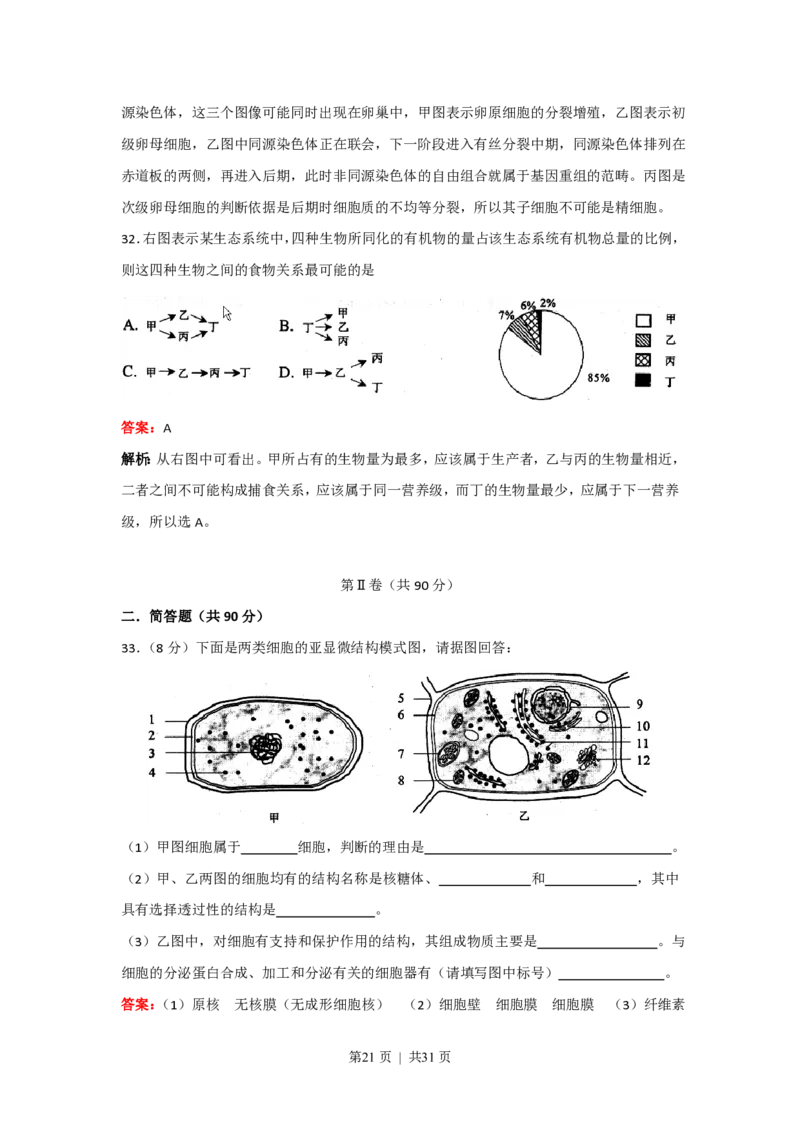 2008年高考生物试卷（上海）（解析卷）_生物历年高考真题_新&middot;PDF版2008-2025&middot;高考生物真题_生物（按年份分类）2008-2025_2008&middot;高考生物真题