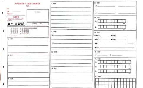 四川省（蓉城名校联盟）新高考2022级高三适应性考试语文答题卡_2025年5月_250516四川省（蓉城名校联盟）新高考2022级高三适应性考试（全科）
