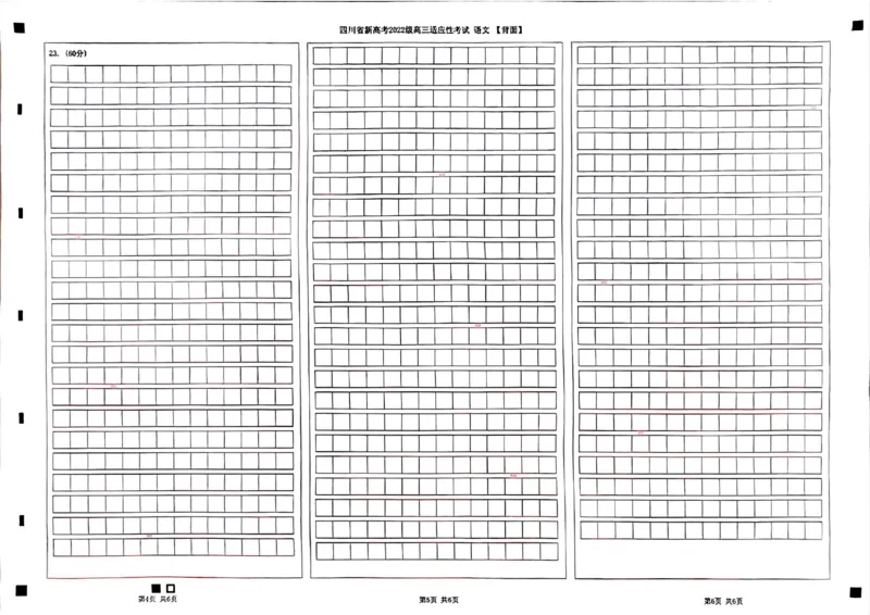 四川省（蓉城名校联盟）新高考2022级高三适应性考试语文答题卡_2025年5月_250516四川省（蓉城名校联盟）新高考2022级高三适应性考试（全科）
