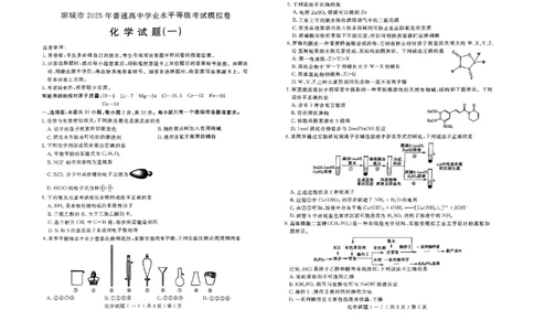 山东省聊城市2025年普通高中学业水平等级考试模拟卷化学_2025年3月_250310山东省聊城市2025年普通高中学业水平等级考试模拟卷（聊城一模）（全科）