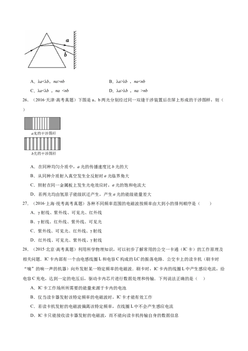 专题64物理光学（原卷卷）-十年（2014-2023）高考物理真题分项汇编（全国通用）_近10年高考真题汇编（必刷）_十年（2014-2024）高考物理真题分项汇编（全国通用）