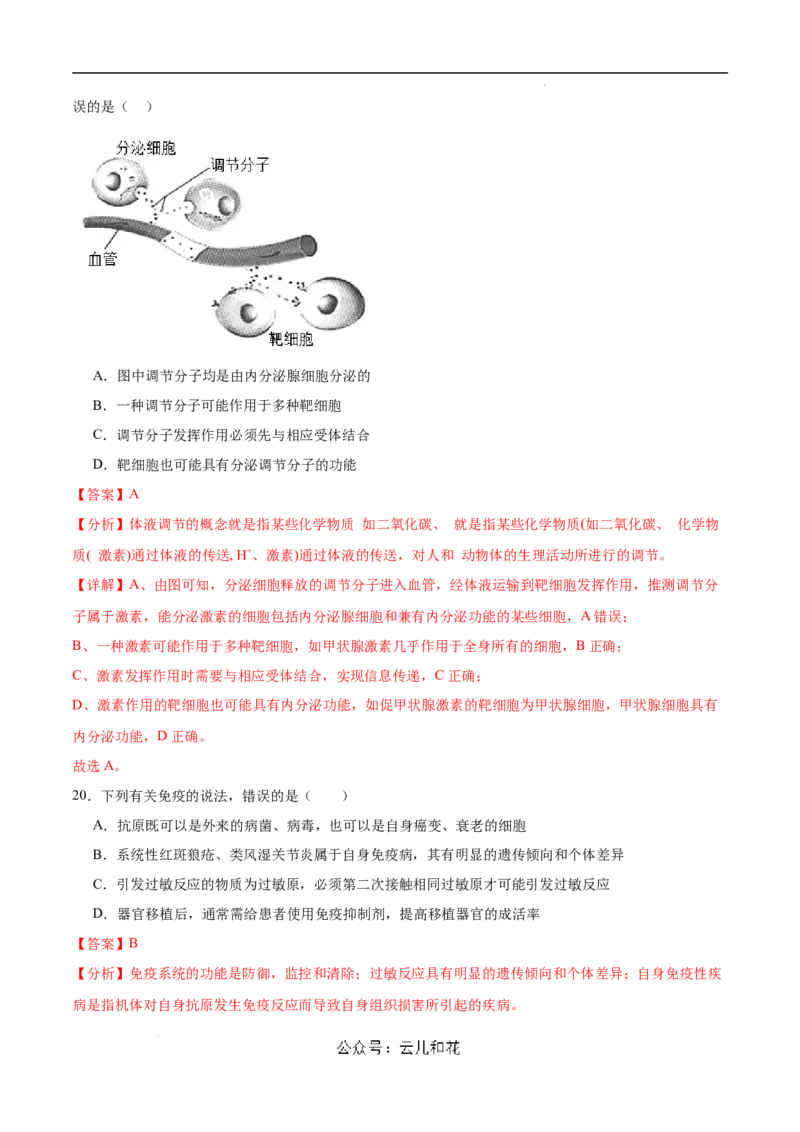 高二生物第一次月考卷（新八省通用）（全解全析）(1)_1多考区联考_0920（新八省专用）黄金卷：2024-2025学年高二上学期第一次月考（含答题卡word解析版）