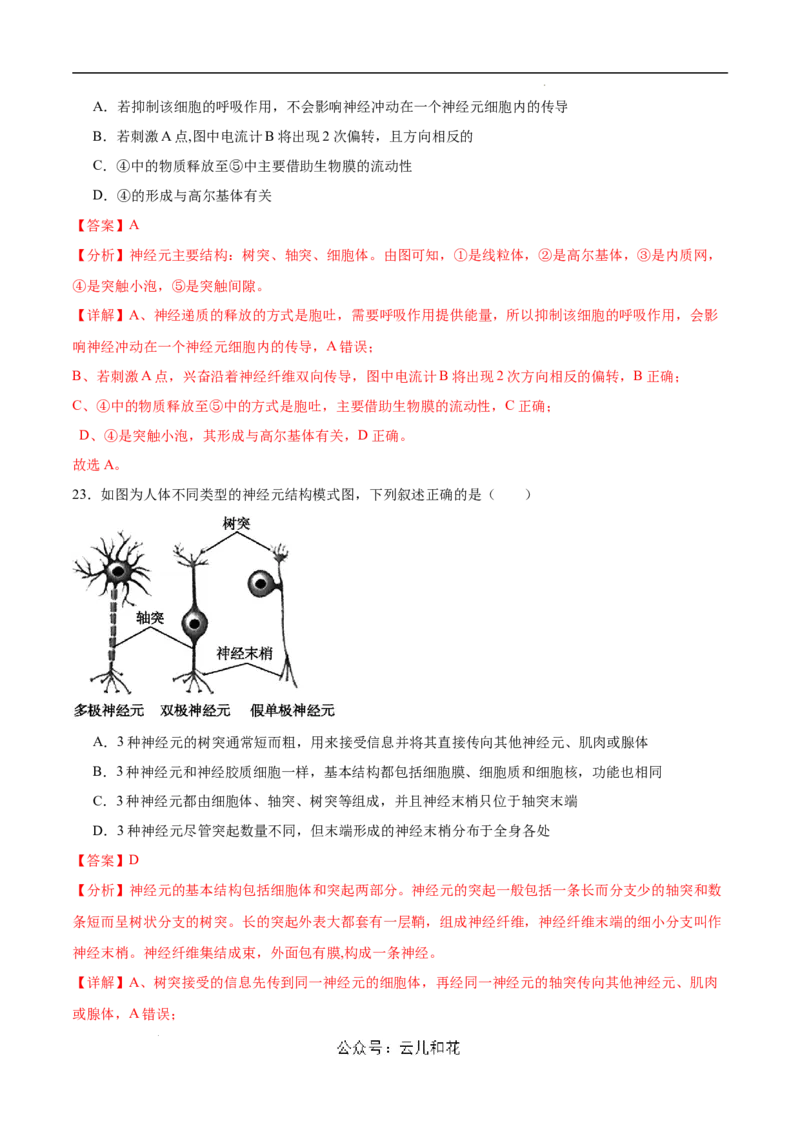 高二生物第一次月考卷（新八省通用）（全解全析）(1)_1多考区联考_0920（新八省专用）黄金卷：2024-2025学年高二上学期第一次月考（含答题卡word解析版）