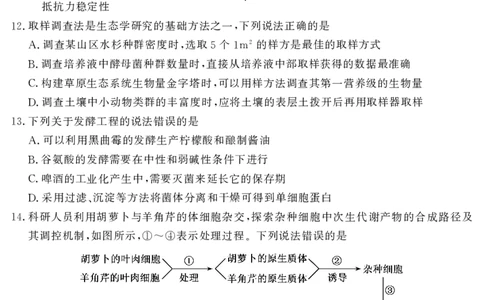 山东省（济宁市、枣庄市）高考模拟考试生物_2025年4月_250427山东省济宁市、枣庄市高考模拟考试（济宁二模、枣庄三调）（全科）_生物