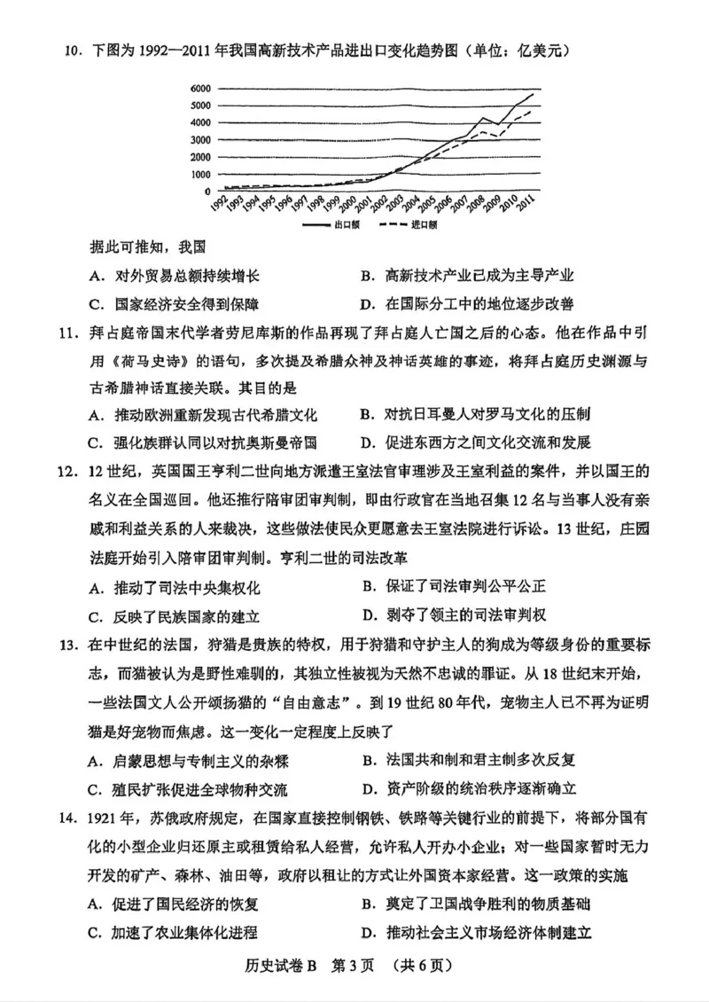 广东省广州市2025届普通高中毕业班综合测试（二）历史试题（含答案）_2025年4月_250424广东省广州市普通高中毕业班2025年综合测试(二)（全科）